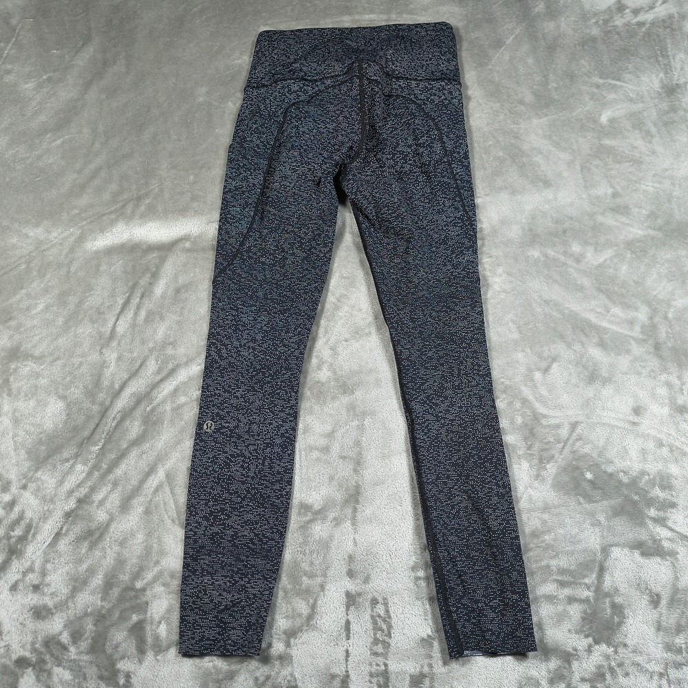 Lululemon Wunder Under Leggings Women 4 Black White Dots Hi Rise Luxtreme Yoga